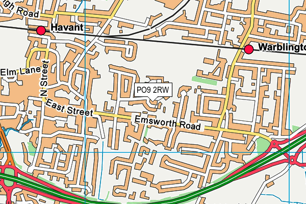 PO9 2RW map - OS VectorMap District (Ordnance Survey)