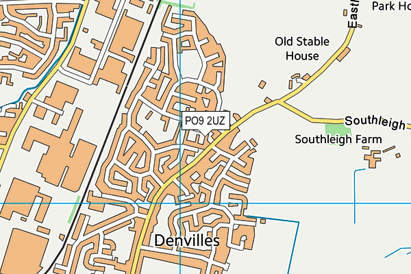 PO9 2UZ map - OS VectorMap District (Ordnance Survey)