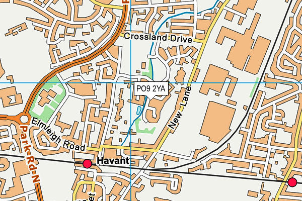 PO9 2YA map - OS VectorMap District (Ordnance Survey)