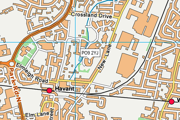 PO9 2YJ map - OS VectorMap District (Ordnance Survey)