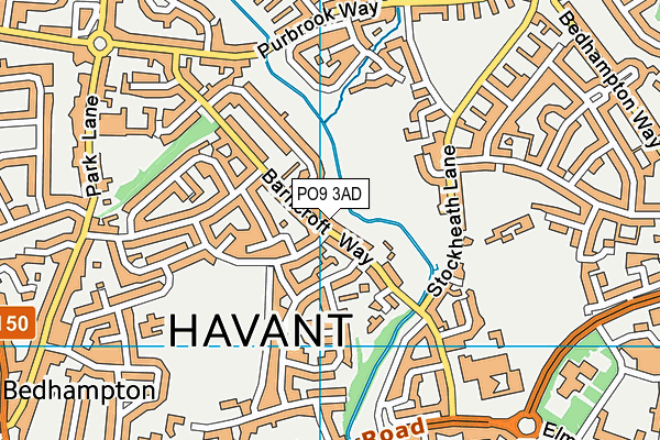 PO9 3AD map - OS VectorMap District (Ordnance Survey)