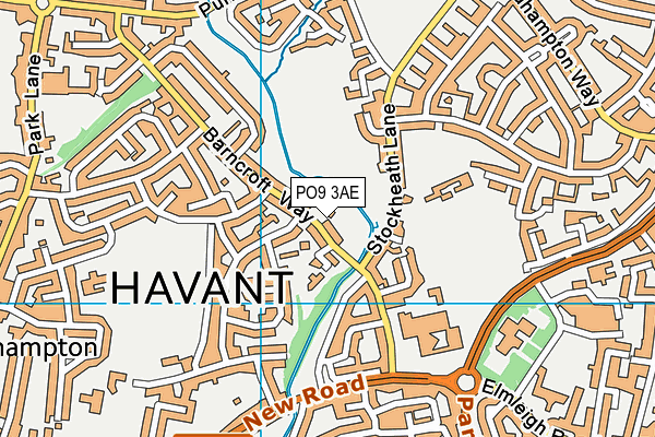 PO9 3AE map - OS VectorMap District (Ordnance Survey)