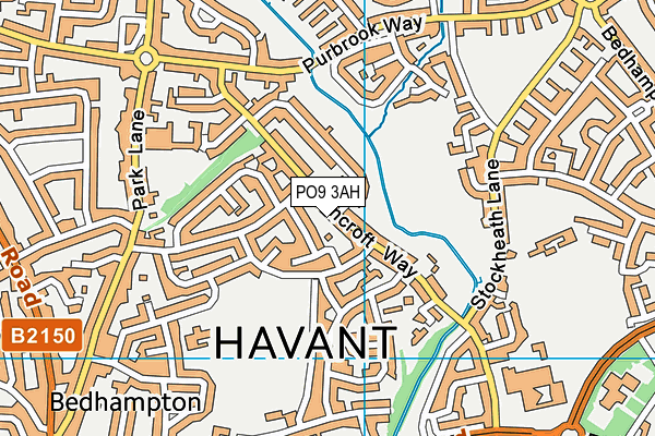 PO9 3AH map - OS VectorMap District (Ordnance Survey)