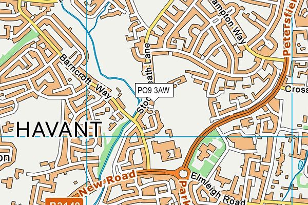 PO9 3AW map - OS VectorMap District (Ordnance Survey)