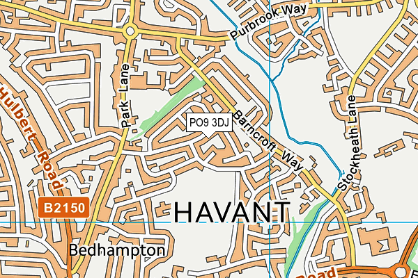 PO9 3DJ map - OS VectorMap District (Ordnance Survey)