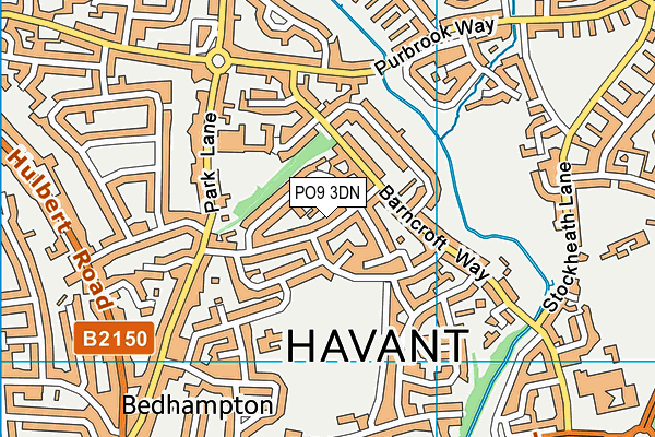 PO9 3DN map - OS VectorMap District (Ordnance Survey)