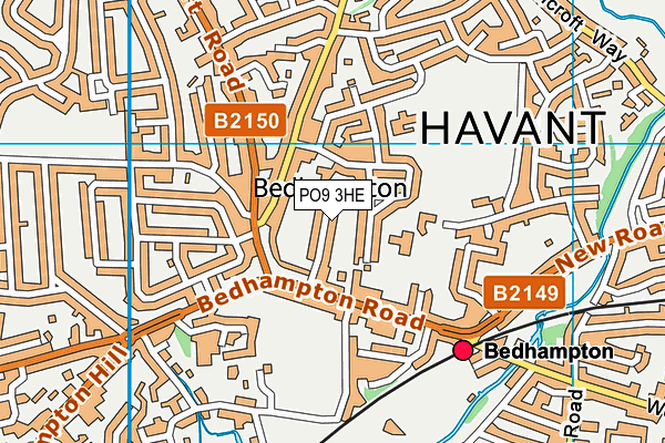 PO9 3HE map - OS VectorMap District (Ordnance Survey)