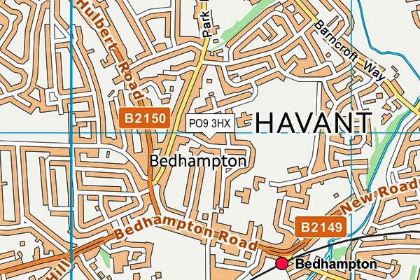 PO9 3HX map - OS VectorMap District (Ordnance Survey)