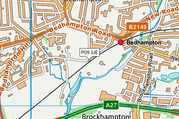 PO9 3JE map - OS VectorMap District (Ordnance Survey)