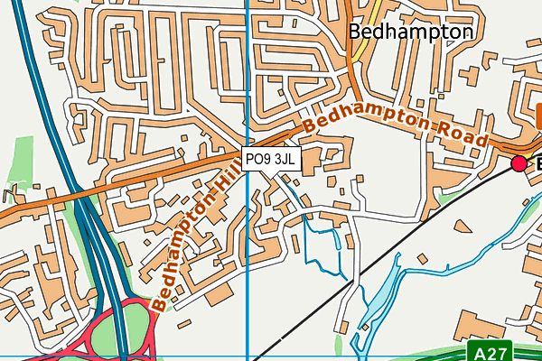 PO9 3JL map - OS VectorMap District (Ordnance Survey)