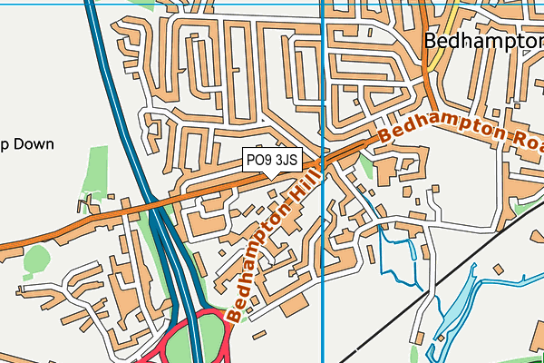 PO9 3JS map - OS VectorMap District (Ordnance Survey)