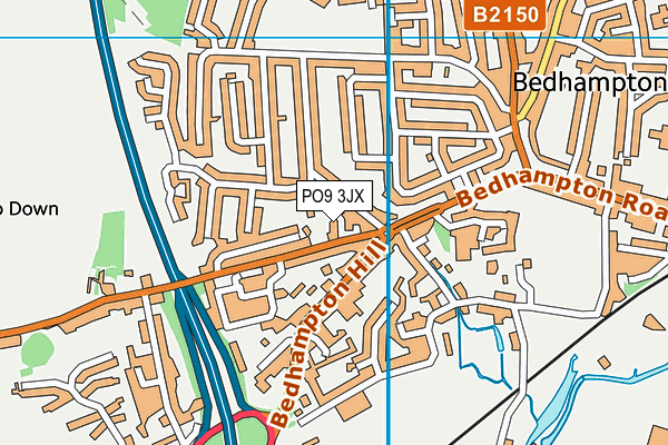PO9 3JX map - OS VectorMap District (Ordnance Survey)
