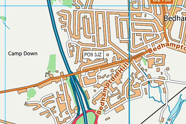 PO9 3JZ map - OS VectorMap District (Ordnance Survey)