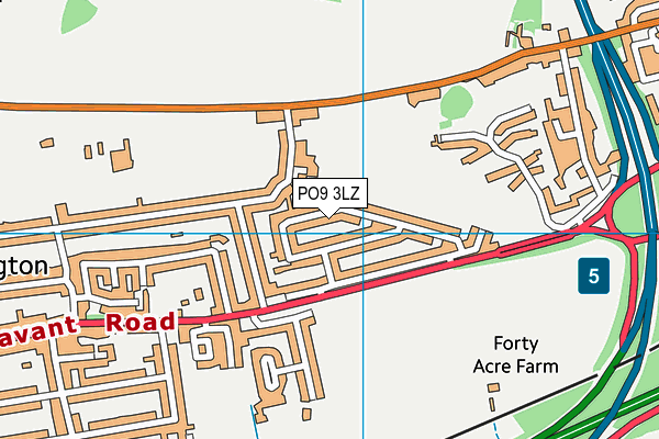PO9 3LZ map - OS VectorMap District (Ordnance Survey)