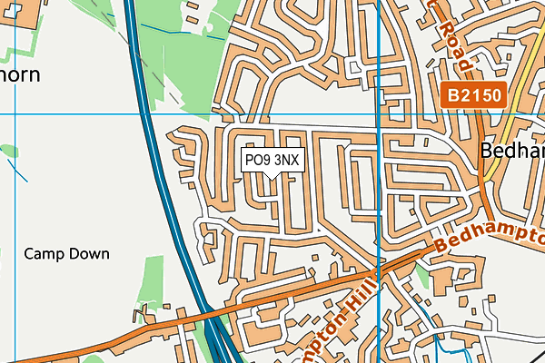 PO9 3NX map - OS VectorMap District (Ordnance Survey)