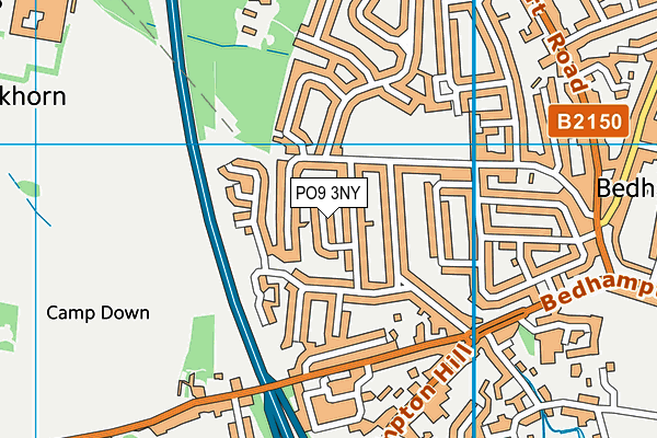PO9 3NY map - OS VectorMap District (Ordnance Survey)