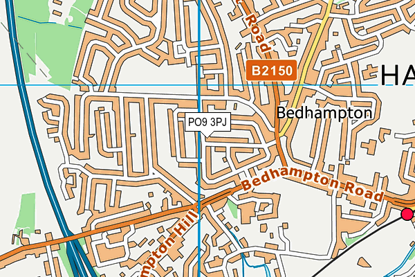 PO9 3PJ map - OS VectorMap District (Ordnance Survey)