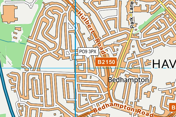PO9 3PX map - OS VectorMap District (Ordnance Survey)