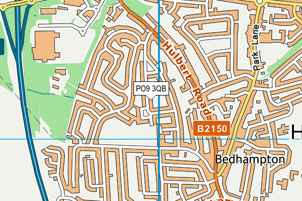 PO9 3QB map - OS VectorMap District (Ordnance Survey)