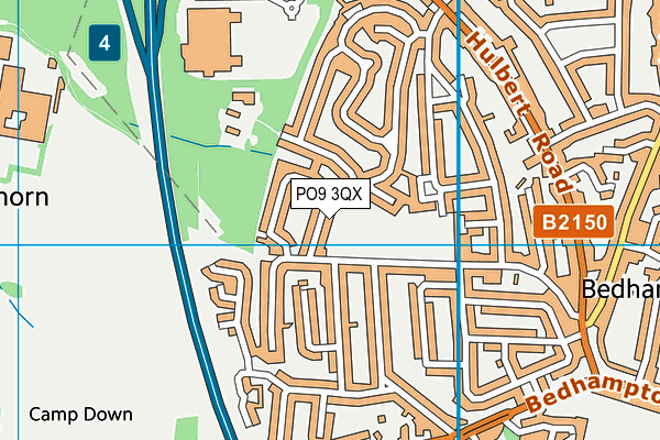 PO9 3QX map - OS VectorMap District (Ordnance Survey)