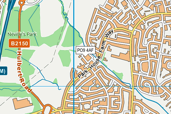 PO9 4AF map - OS VectorMap District (Ordnance Survey)
