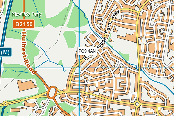 PO9 4AN map - OS VectorMap District (Ordnance Survey)