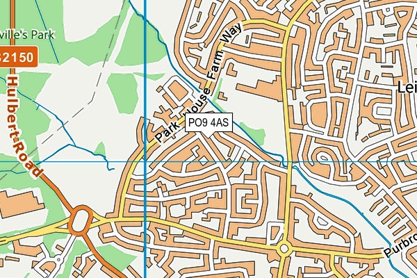 PO9 4AS map - OS VectorMap District (Ordnance Survey)