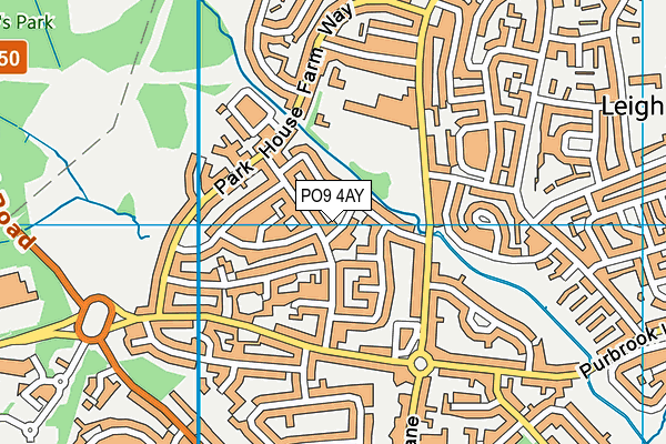 PO9 4AY map - OS VectorMap District (Ordnance Survey)