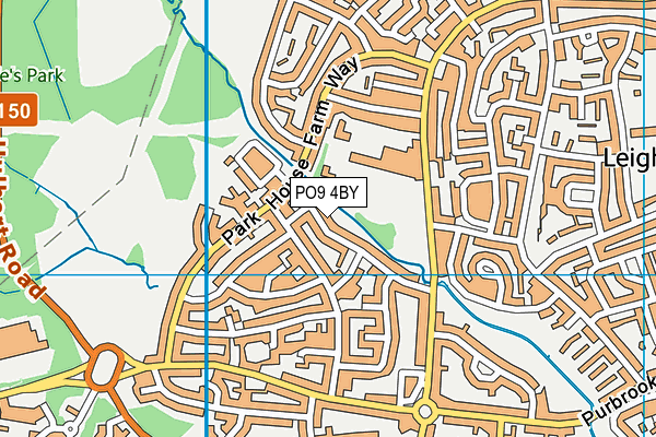 PO9 4BY map - OS VectorMap District (Ordnance Survey)