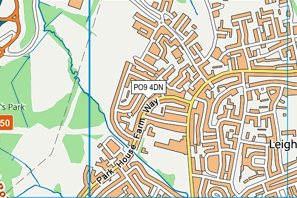 PO9 4DN map - OS VectorMap District (Ordnance Survey)