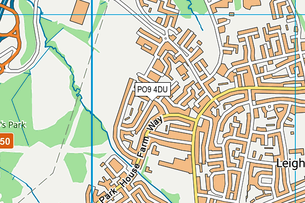 PO9 4DU map - OS VectorMap District (Ordnance Survey)