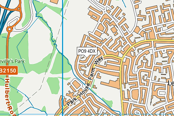 PO9 4DX map - OS VectorMap District (Ordnance Survey)