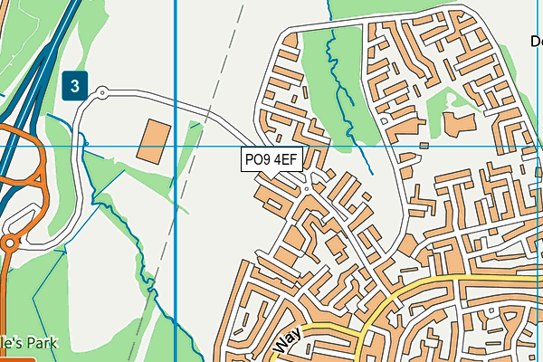 PO9 4EF map - OS VectorMap District (Ordnance Survey)