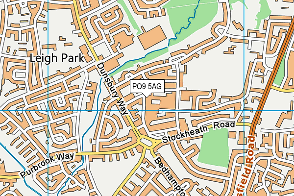 PO9 5AG map - OS VectorMap District (Ordnance Survey)