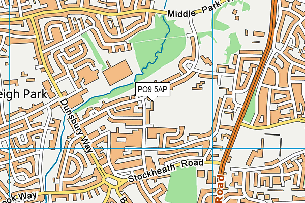 PO9 5AP map - OS VectorMap District (Ordnance Survey)