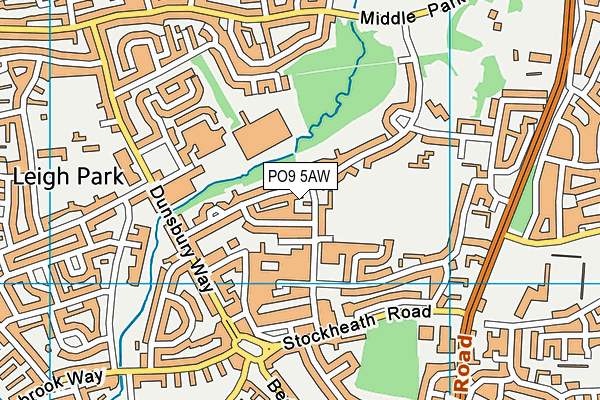 PO9 5AW map - OS VectorMap District (Ordnance Survey)