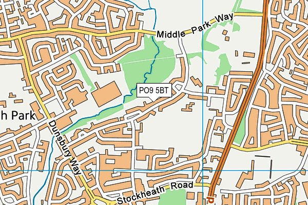 PO9 5BT map - OS VectorMap District (Ordnance Survey)