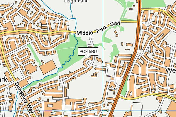 PO9 5BU map - OS VectorMap District (Ordnance Survey)
