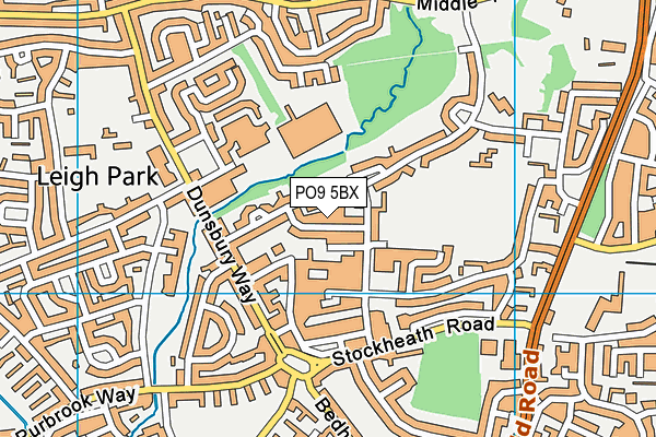 PO9 5BX map - OS VectorMap District (Ordnance Survey)