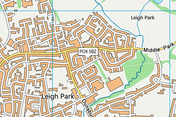 PO9 5BZ map - OS VectorMap District (Ordnance Survey)