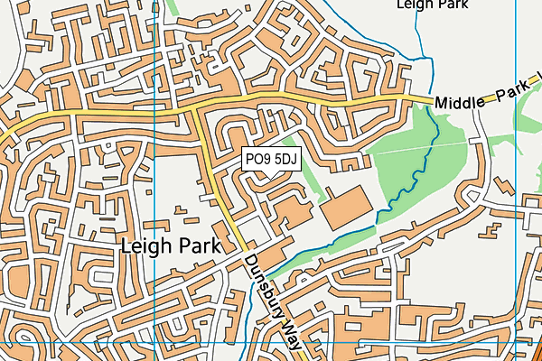 PO9 5DJ map - OS VectorMap District (Ordnance Survey)