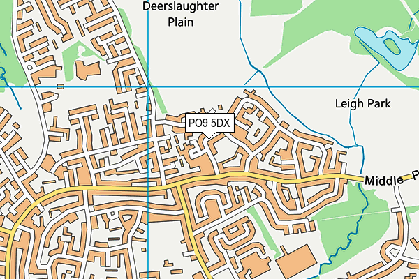 PO9 5DX map - OS VectorMap District (Ordnance Survey)
