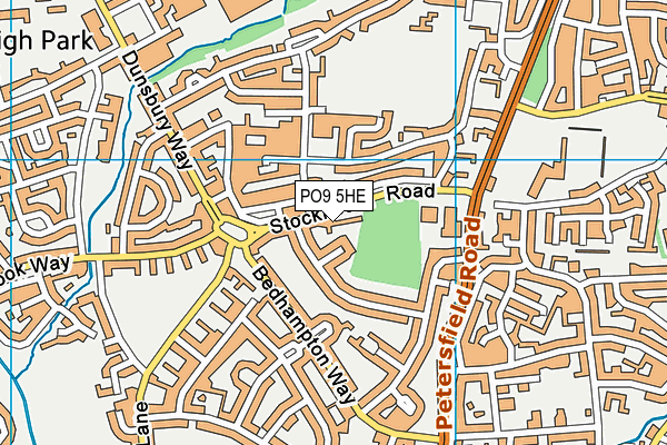 PO9 5HE map - OS VectorMap District (Ordnance Survey)