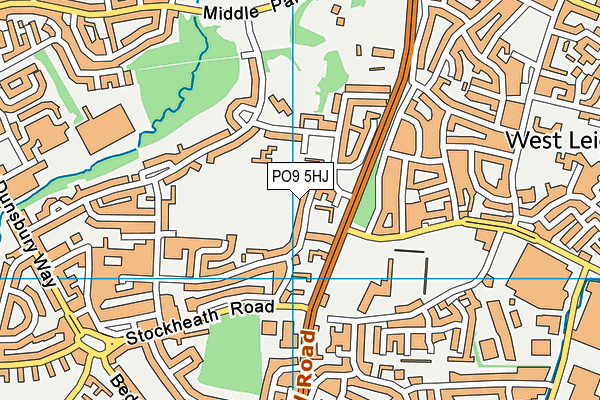 PO9 5HJ map - OS VectorMap District (Ordnance Survey)