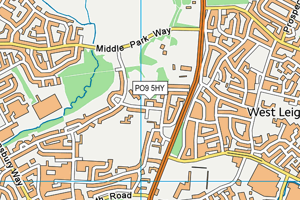 PO9 5HY map - OS VectorMap District (Ordnance Survey)