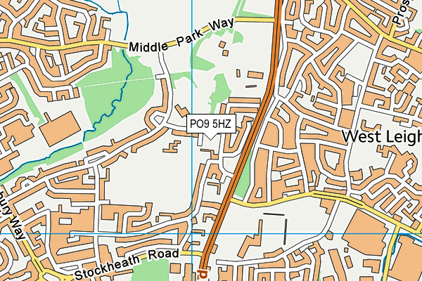 PO9 5HZ map - OS VectorMap District (Ordnance Survey)