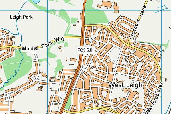 PO9 5JH map - OS VectorMap District (Ordnance Survey)