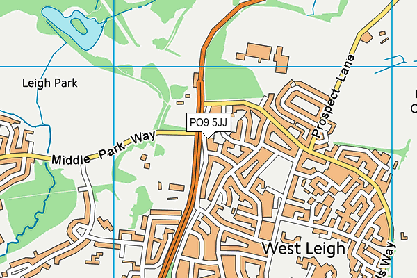 PO9 5JJ map - OS VectorMap District (Ordnance Survey)