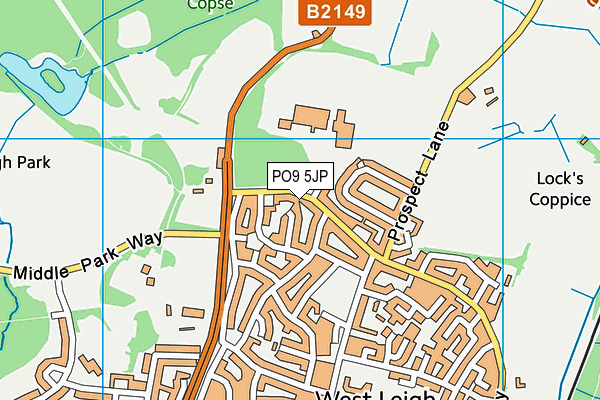 PO9 5JP map - OS VectorMap District (Ordnance Survey)