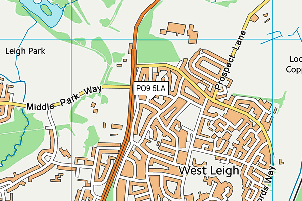 PO9 5LA map - OS VectorMap District (Ordnance Survey)